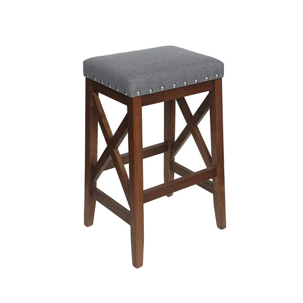 Arica Barstool Set of 2, Saddle Seat X-Cross Rubberwood, Charcoal Gray -BM323689