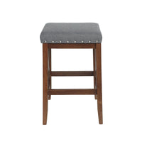 Arica Barstool Set of 2, Saddle Seat X-Cross Rubberwood, Charcoal Gray -BM323689