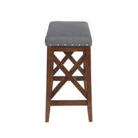 Arica Barstool Set of 2, Saddle Seat X-Cross Rubberwood, Charcoal Gray -BM323689