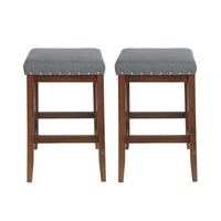 Arica Barstool Set of 2, Saddle Seat X-Cross Rubberwood, Charcoal Gray -BM323689