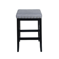 Arica Barstool Set of 2, Saddle Seat X-Cross Rubberwood, Light Gray -BM323690