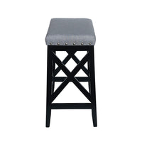 Arica Barstool Set of 2, Saddle Seat X-Cross Rubberwood, Light Gray -BM323690