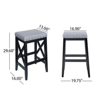 Arica Barstool Set of 2, Saddle Seat X-Cross Rubberwood, Light Gray -BM323690