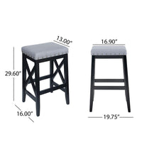Arica Barstool Set of 2, Saddle Seat X-Cross Rubberwood, Light Gray -BM323690
