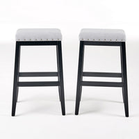 Arica Barstool Set of 2, Saddle Seat X-Cross Rubberwood, Light Gray -BM323690