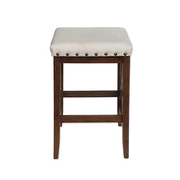 Arica Barstool Set of 2, Saddle Seat X-Cross Rubberwood, Light Beige -BM323691