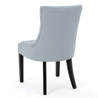 Chen Dining Chair Set of 2, Espresso Wood, Light Blue Button Tufted -BM323695