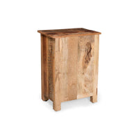 Side End Table, Storage, 25 Inch Black Metal, Natural Distressed Wood -BM323697