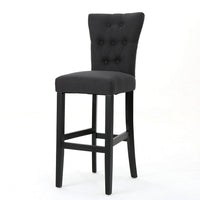 Arine Barstool Chair Set of 2, Rubberwood, Light Gray Button Tufted -BM323700