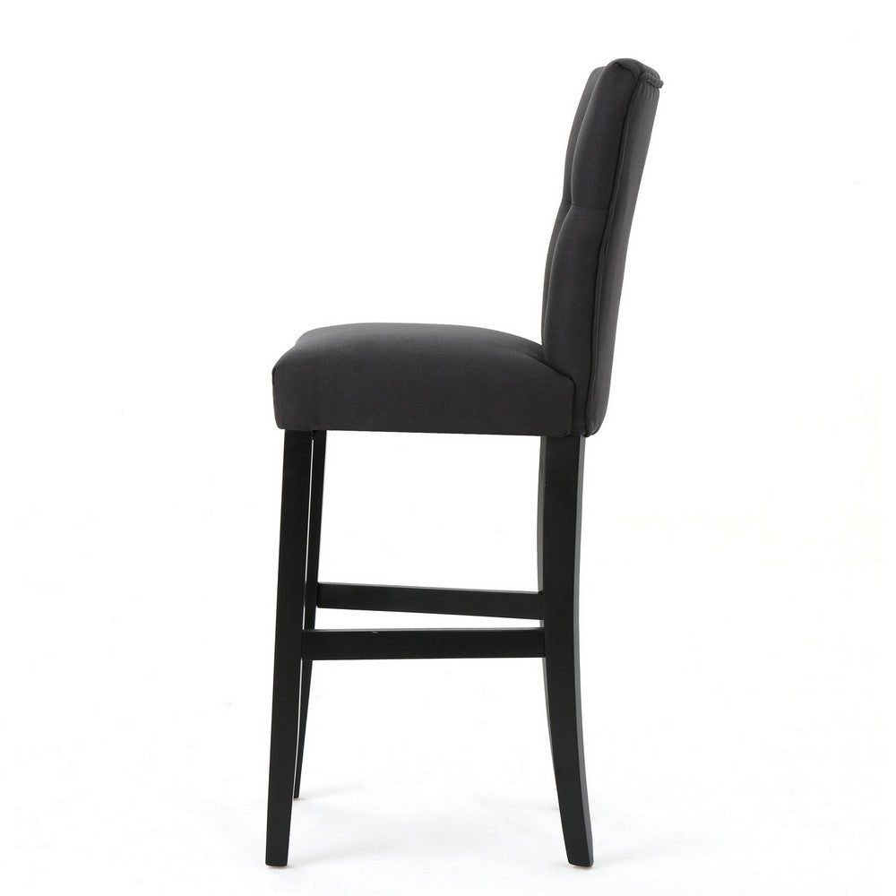 Arine Barstool Chair Set of 2, Rubberwood, Light Gray Button Tufted -BM323700