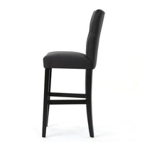 Arine Barstool Chair Set of 2, Rubberwood, Light Gray Button Tufted -BM323700