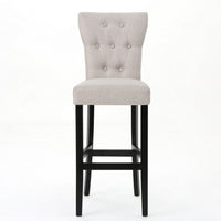 Arine Barstool Chair Set of 2, Flared Rubberwood, Wheat Button Tufted -BM323701