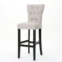 Arine Barstool Chair Set of 2, Flared Rubberwood, Wheat Button Tufted -BM323701