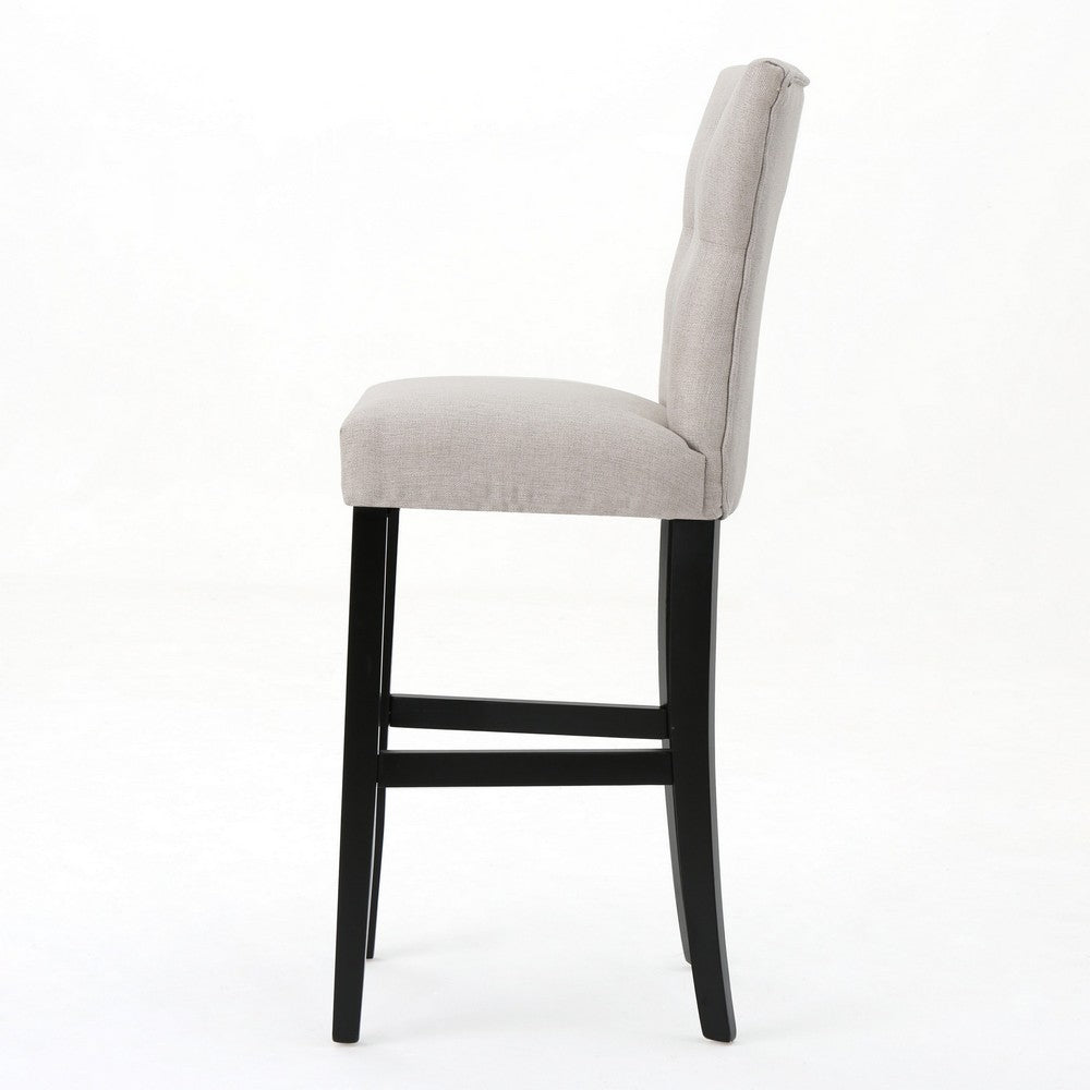 Arine Barstool Chair Set of 2, Flared Rubberwood, Wheat Button Tufted -BM323701