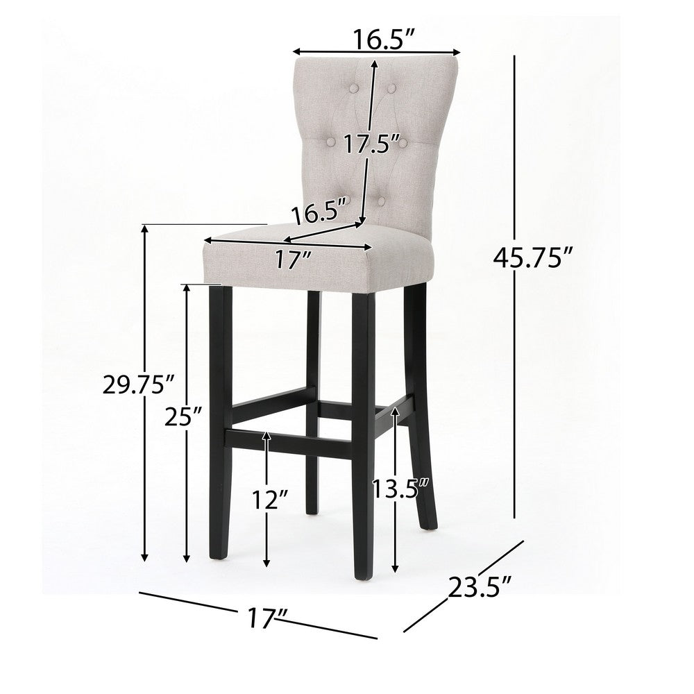 Arine Barstool Chair Set of 2, Flared Rubberwood, Wheat Button Tufted -BM323701