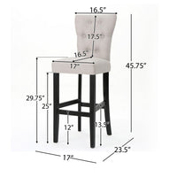 Arine Barstool Chair Set of 2, Flared Rubberwood, Wheat Button Tufted -BM323701