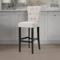 Arine Barstool Chair Set of 2, Flared Rubberwood, Wheat Button Tufted -BM323701