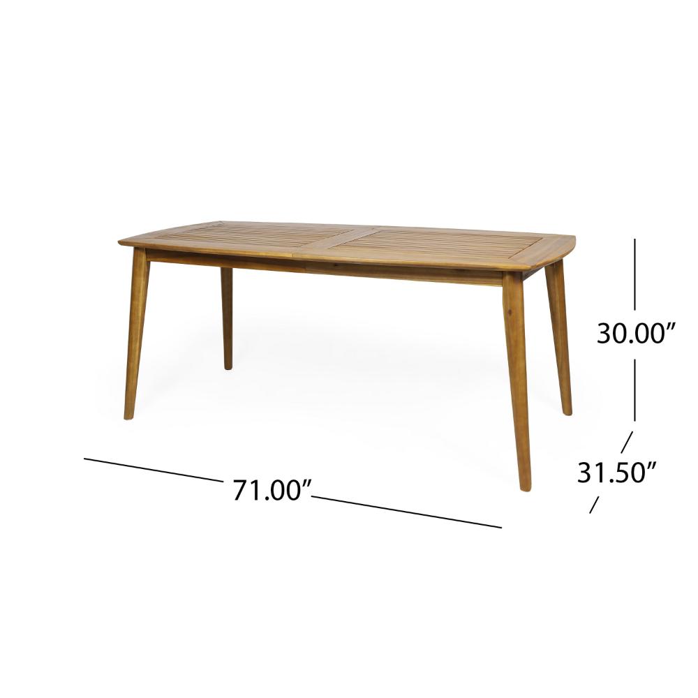 Outdoor Dining Table, 71 Inch Slatted, Tapered Legs, Teak Acacia Wood -BM323702