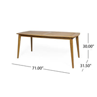 Outdoor Dining Table, 71 Inch Slatted, Tapered Legs, Teak Acacia Wood -BM323702