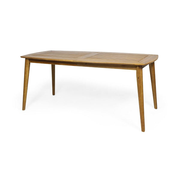 Outdoor Dining Table, 71 Inch Slatted, Tapered Legs, Teak Acacia Wood