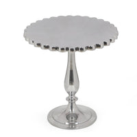 Accent Table with Flower Edges, 18 Inch Antique Style Silver Aluminum -BM323703