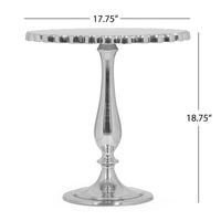 Accent Table with Flower Edges, 18 Inch Antique Style Silver Aluminum -BM323703