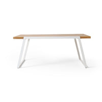 Outdoor Dining Table, Splayed White Sled Base, 71 Inch Acacia Wood -BM323705