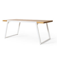 Outdoor Dining Table, Splayed White Sled Base, 71 Inch Acacia Wood -BM323705