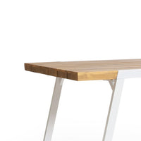 Outdoor Dining Table, Splayed White Sled Base, 71 Inch Acacia Wood -BM323705