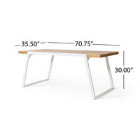 Outdoor Dining Table, Splayed White Sled Base, 71 Inch Acacia Wood -BM323705