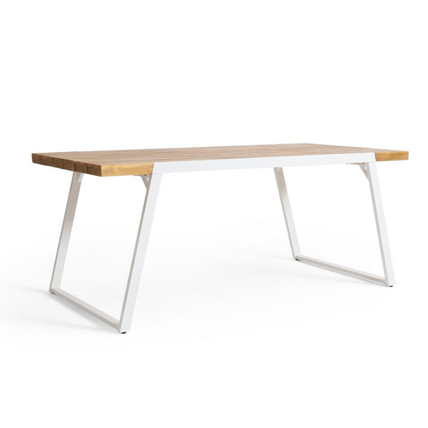 Outdoor Dining Table, Splayed White Sled Base, 71 Inch Acacia Wood -BM323705