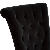 Chary Dining Chair Set of 2, Brown Wood, Classic Black Tufted Velvet -BM323707