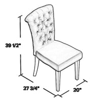 Chary Dining Chair Set of 2, Brown Wood, Classic Black Tufted Velvet -BM323707