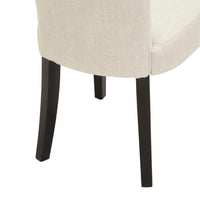Chary Dining Chair Set of 2, Brown Wood, Light Beige Tufted Velvet -BM323709
