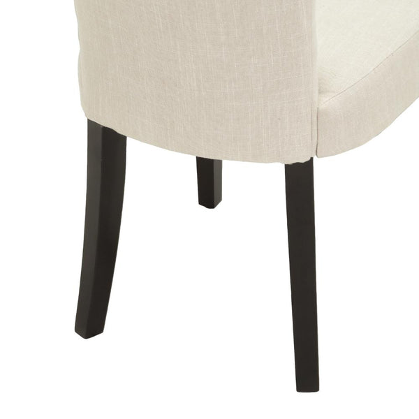 Chary Dining Chair Set of 2, Brown Wood, Light Beige Tufted Velvet -BM323709