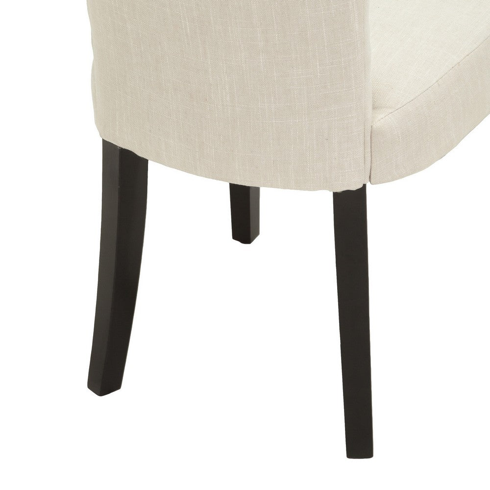 Chary Dining Chair Set of 2, Brown Wood, Light Beige Tufted Velvet -BM323709