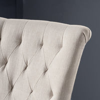 Chary Dining Chair Set of 2, Brown Wood, Light Beige Tufted Velvet -BM323709