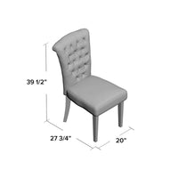 Chary Dining Chair Set of 2, Brown Wood, Light Beige Tufted Velvet -BM323709