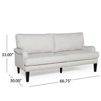 Loveseat with Pillow Back, Nailhead Trim, 67 Inch Wood, Beige Fabric -BM323710