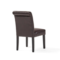 Armless Dining Chair, Brown Button Tufted Diamond Stitched Leather -BM323712