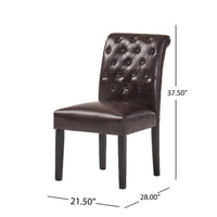 Armless Dining Chair, Brown Button Tufted Diamond Stitched Leather -BM323712
