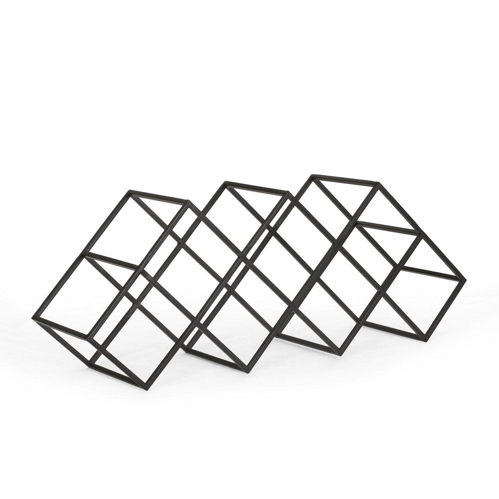 Wine Rack with Diamond Slots, 24 Inch Compact Design, Matte Black -BM323713