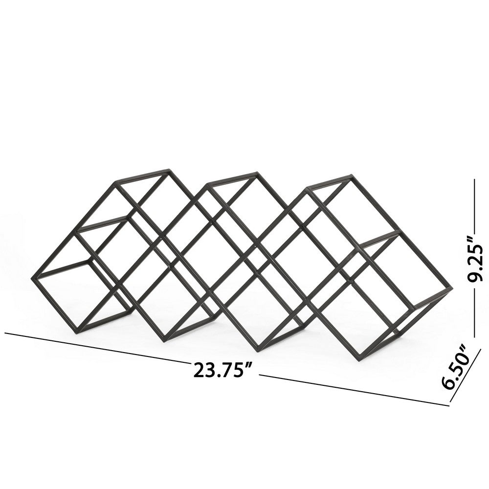 Wine Rack with Diamond Slots, 24 Inch Compact Design, Matte Black -BM323713