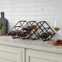 Wine Rack with Diamond Slots, 24 Inch Compact Design, Matte Black -BM323713