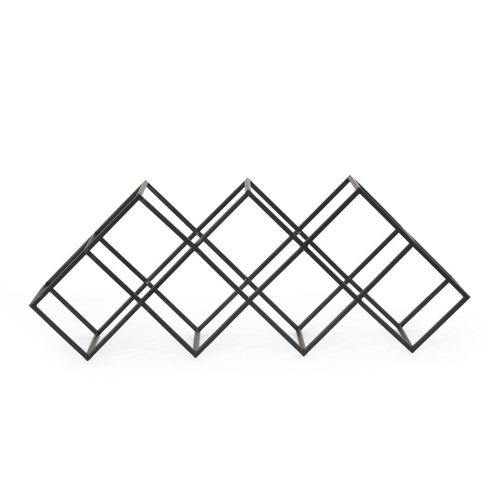 Wine Rack with Diamond Slots, 24 Inch Compact Design, Matte Black -BM323713
