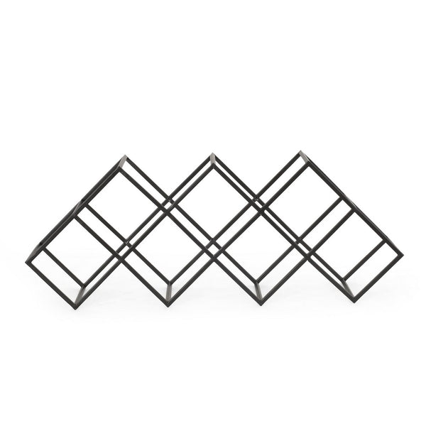Wine Rack with Diamond Slots, 24 Inch Compact Design, Matte Black -BM323713