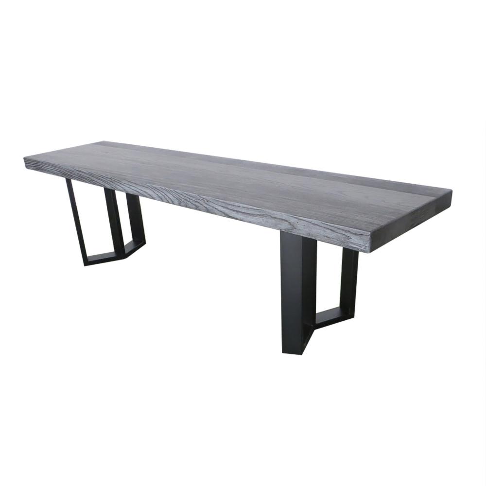 Benny Dining Bench, Modern 66 Inch Rectangular Outdoor Plaid Gray Concrete -BM323716
