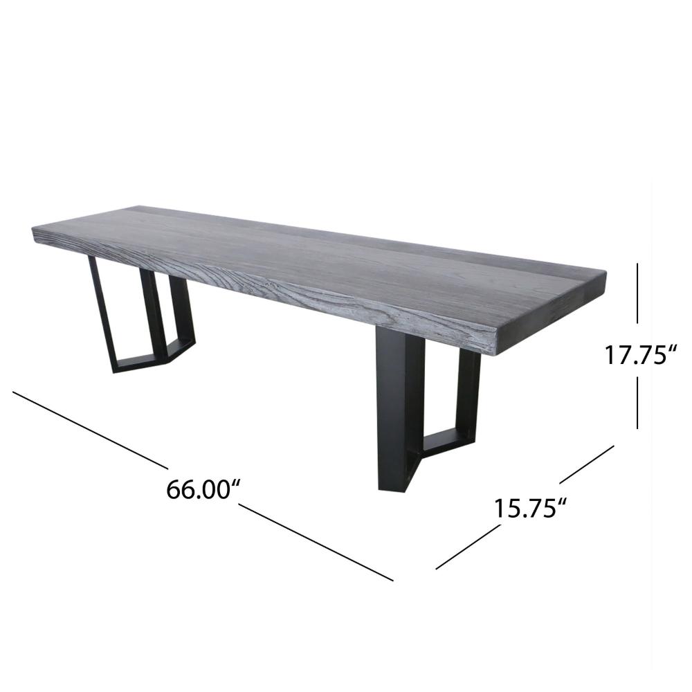 Benny Dining Bench, Modern 66 Inch Rectangular Outdoor Plaid Gray Concrete -BM323716