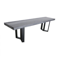 Benny Dining Bench, Modern 66 Inch Rectangular Outdoor Plaid Gray Concrete