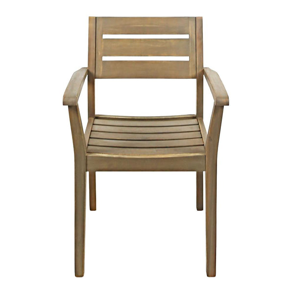 Ambre Dining Chair Set of 2, Slatted Back, Straight Legs, Gray Acacia Wood -BM323717